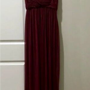 Strapless Burgundy Maxi Dress